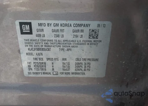 2014 Buick Encore Convenience from USA, damaged, VIN KL4CJFSBXEB554387